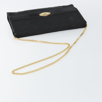 Christian Dior Vintage CD Chain Flap Shoulder Bag Diorissimo Canvas, Black, Nylon, Shoulder Bag