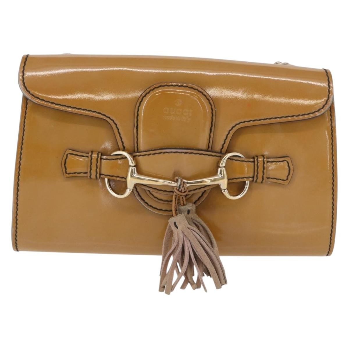 Gucci Emily Chain Flap Bag Patent, BEIGE, PATENT_LEATHER, Shoulder bag
