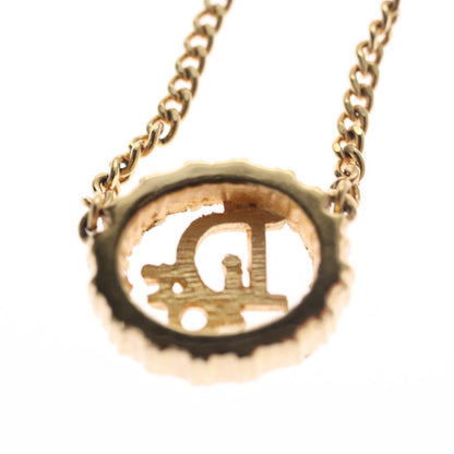 Christian Dior Vintage Logo Round Pendant Necklace Metal, GOLD, METAL, Necklace