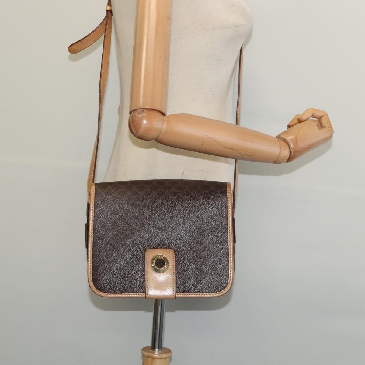 Celine Macadam Shoulder Bag PVC Leather, BROWN, CANVAS, Shoulder bag