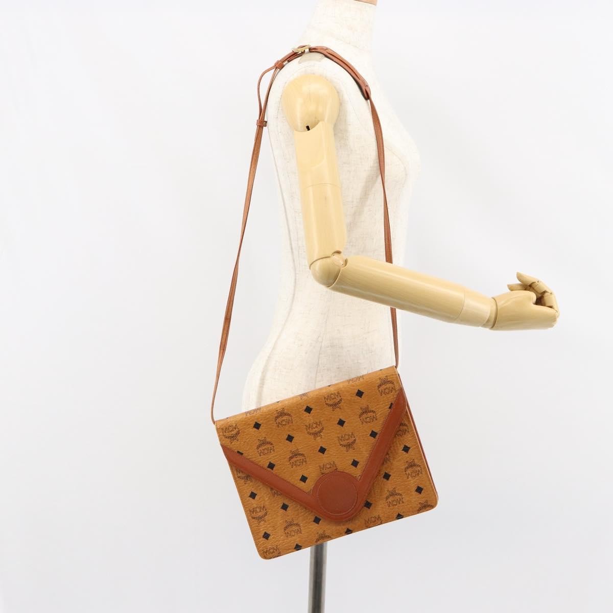 MCM Visetos Shoulder bag Canvas and Leather, BROWN, CANVAS, Shoulder bag