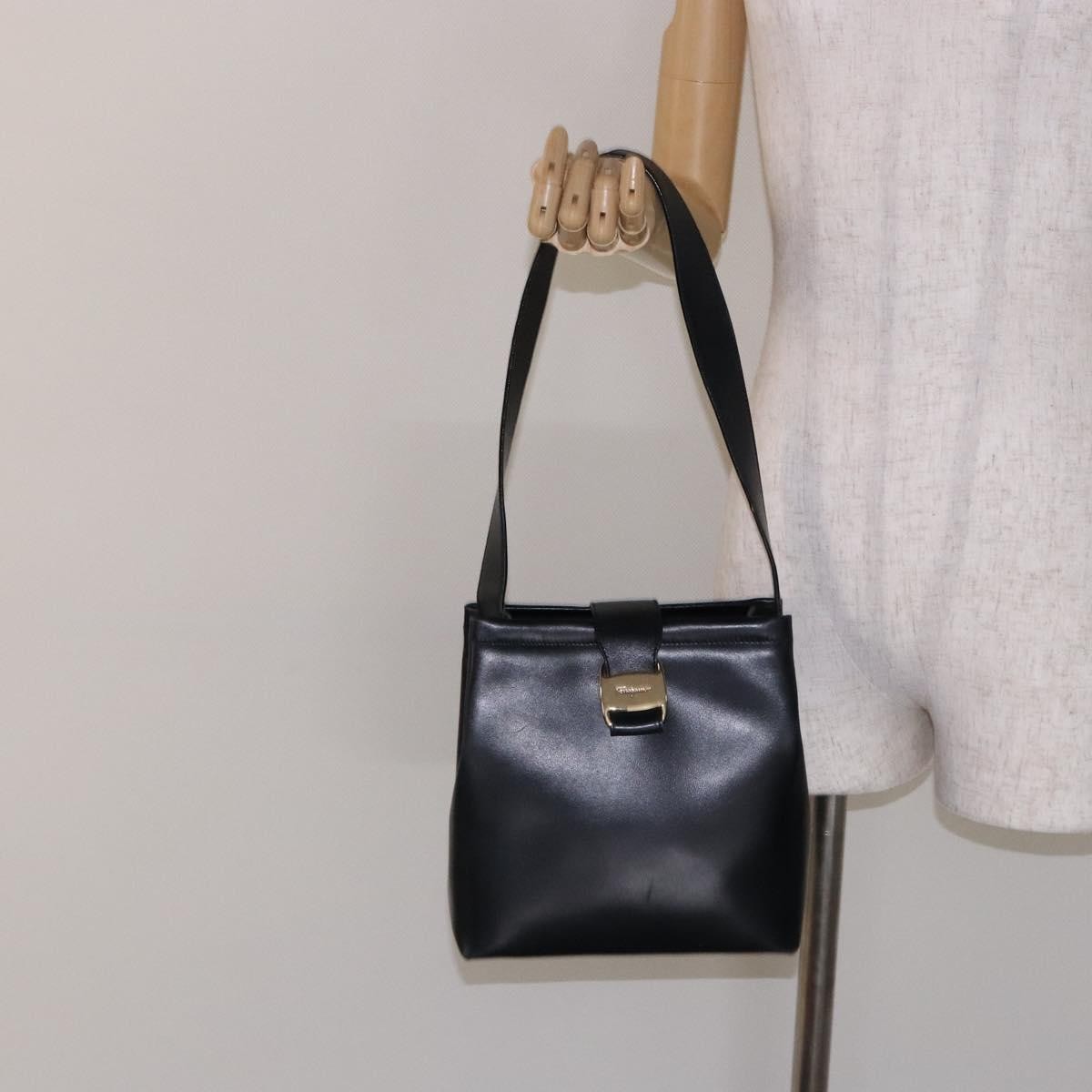 Salvatore Ferragamo Vala Shoulder Bag Leather, NAVY, LEATHER, Shoulder bag