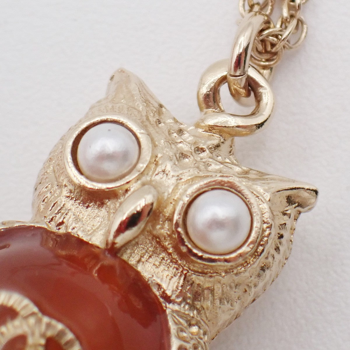 Chanel Owl Pendant Necklace Gold Plated, Gold, Gold Plated, Necklace
