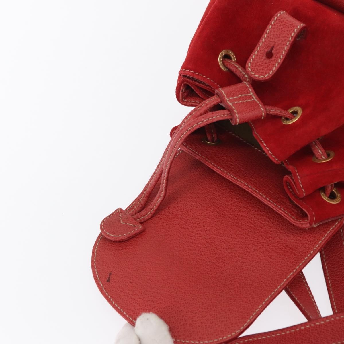 Gucci Vintage Bamboo Backpack Suede, RED, SUEDE, Backpack