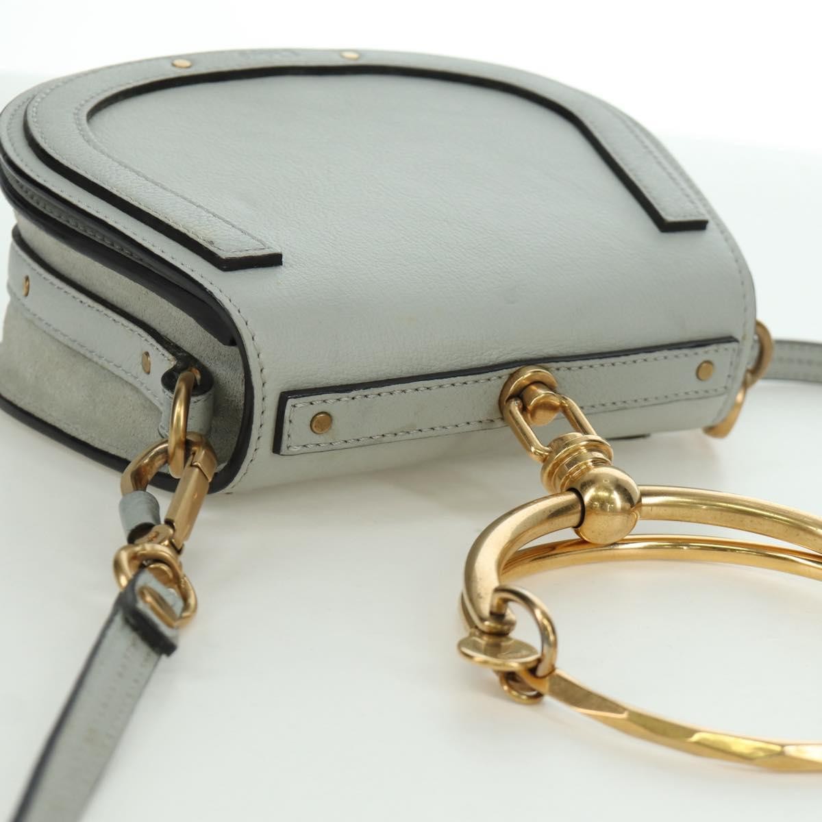 Chloe Nile Crossbody Bag Leather, GRAY, LEATHER, Shoulder bag