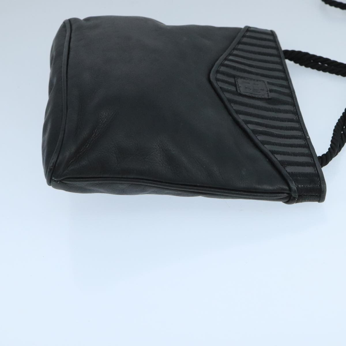 Fendi FF Logo Stamp Zip Pouch Printed Leather, BLACK, LEATHER, Shoulder bag