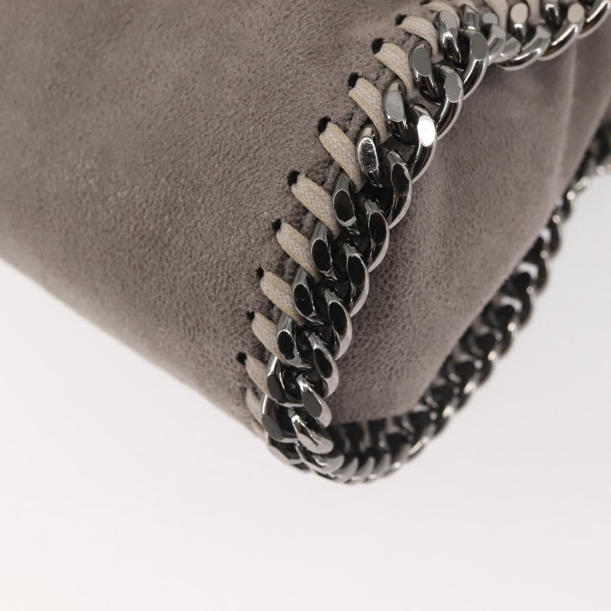 Stella McCartney Falabella Fold Over Crossbody Bag Suede, Gray, Synthetic, Shoulder Bag