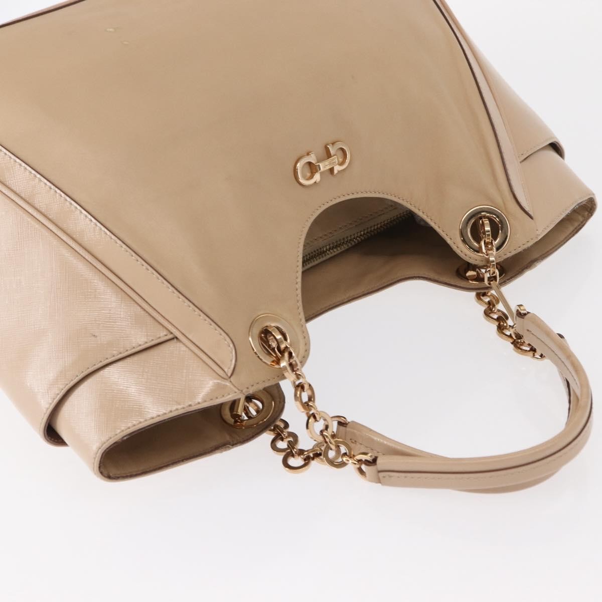 Salvatore Ferragamo Betulla Chain Tote Leather, BEIGE, LEATHER, Tote bag