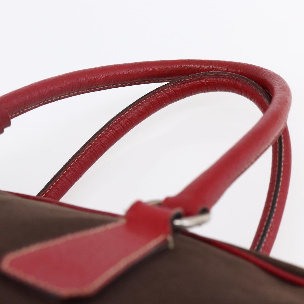 Prada Bowler Bag Canvas with Leather, BROWN, CANVAS, Handbag
