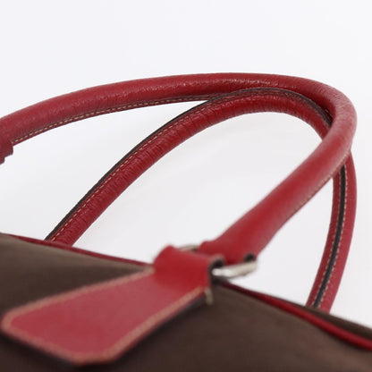 Prada Bowler Bag Canvas with Leather, BROWN, CANVAS, Handbag