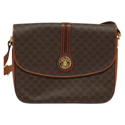 Celine Vintage Macadam Shoulder Bag Canvas and Leather, Brown, Canvas, Shoulder Bag