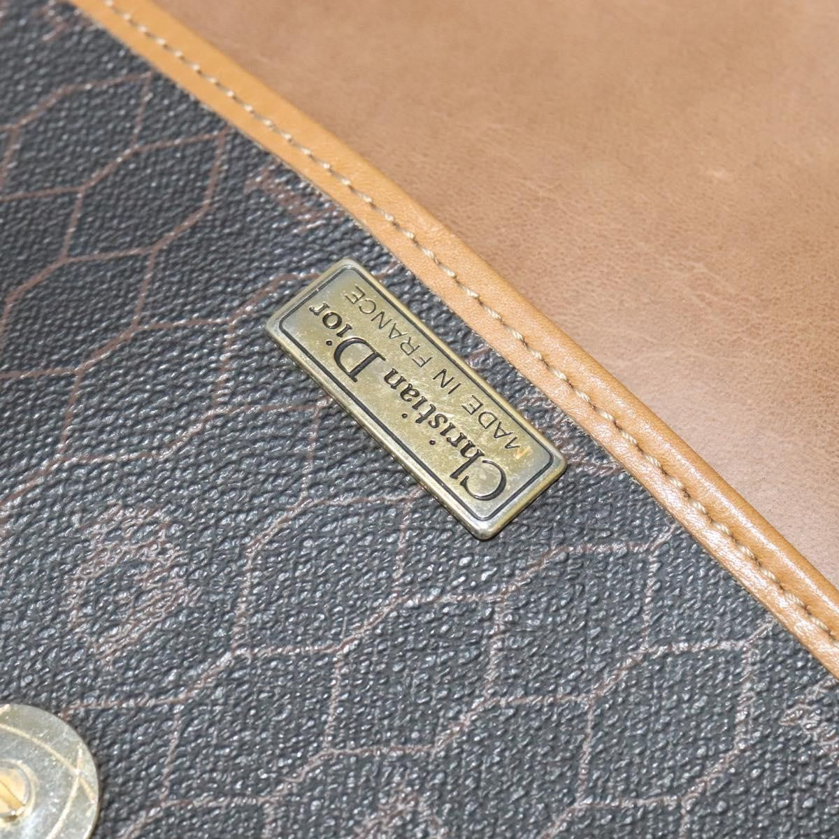 Christian Dior Vintage Honeycomb Flap Crossbody Bag Canvas and Leather, BLACK, CANVAS, Crossbody bag