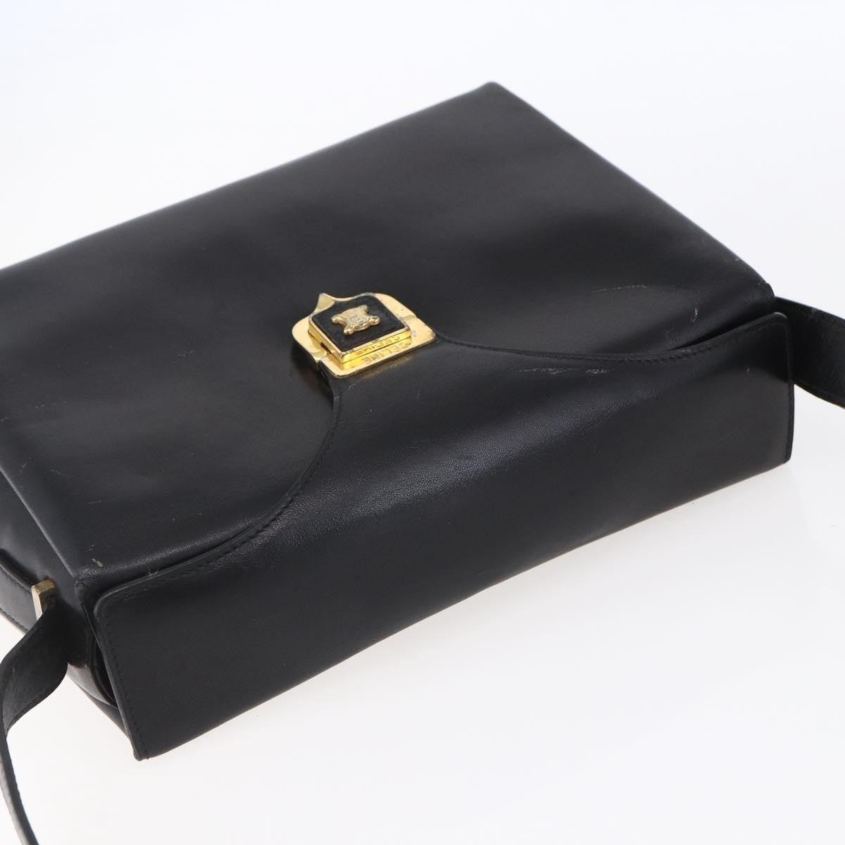 Celine Vintage Shoulder Bag Leather, BLACK, LEATHER, Shoulder bag