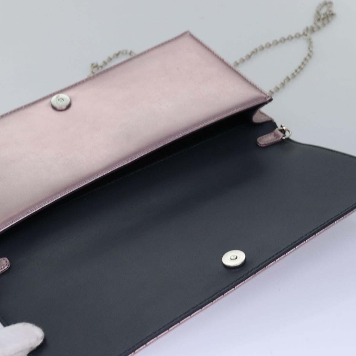 Christian Dior Lady Dior Croisiere Chain Wallet Micro Cannage Metallic Calfskin, PINK, LEATHER, Shoulder bag