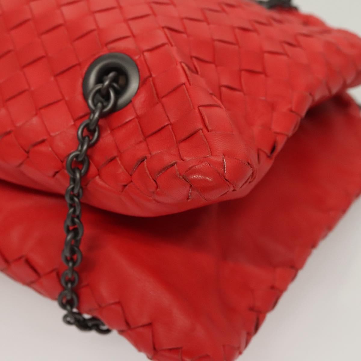 Bottega Veneta Intrecciato Leather, RED, LEATHER, Shoulder bag