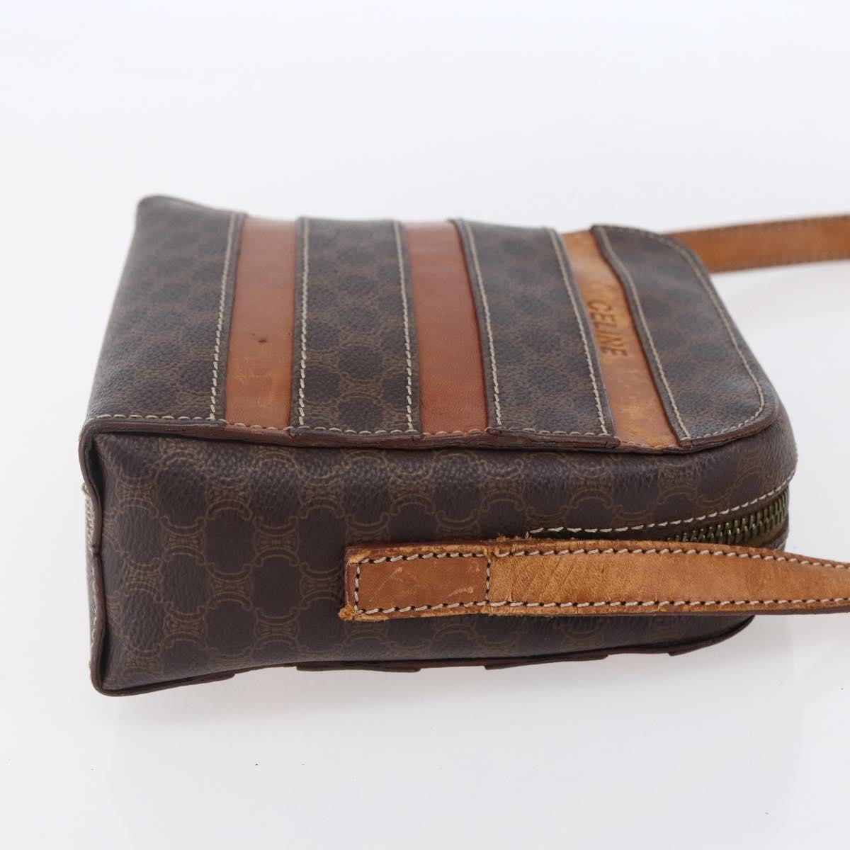 Celine Vintage Macadam Shoulder Bag Canvas and Leather, BROWN, CANVAS, Shoulder bag