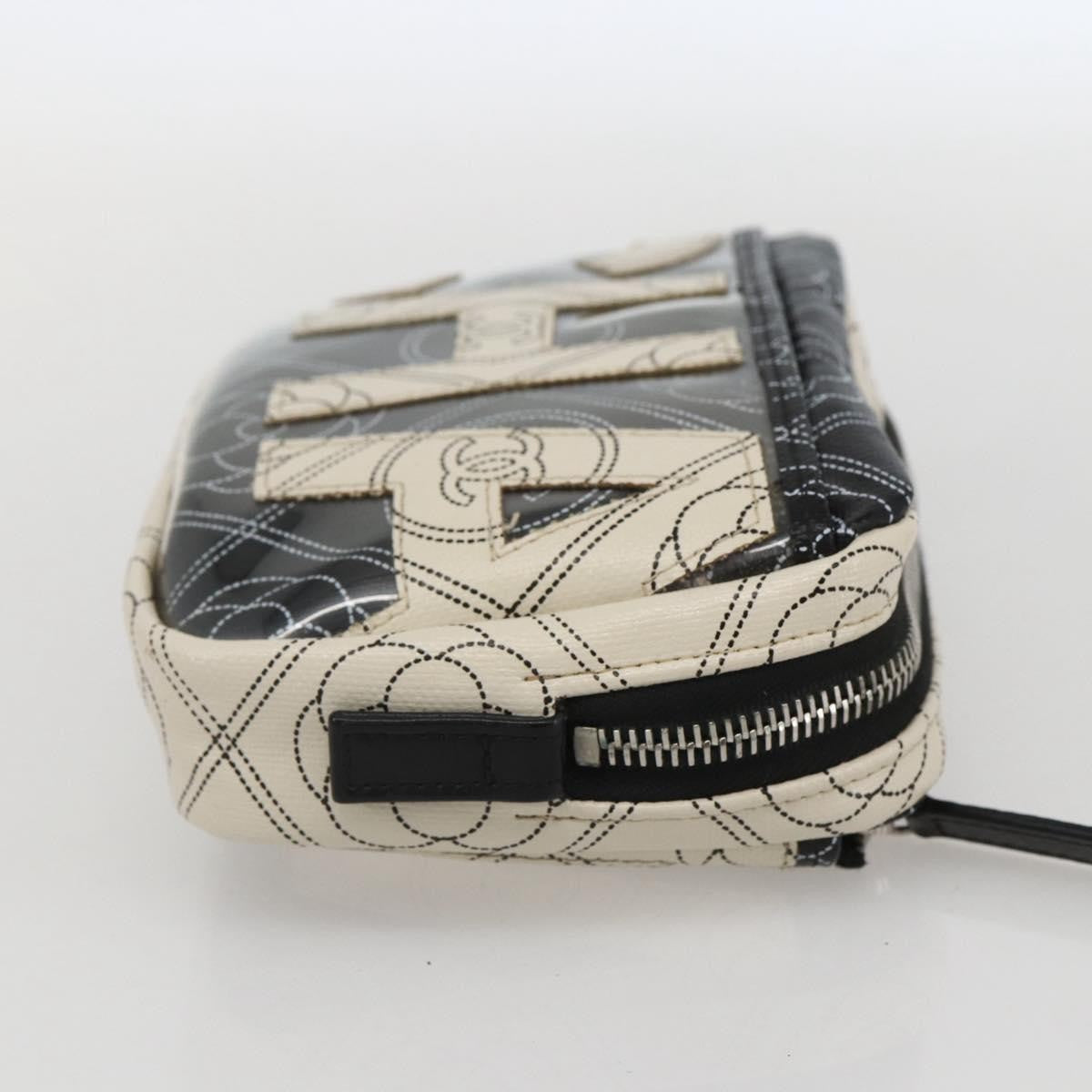 Chanel Logo Camera Case Clutch Printed Coated Canvas, Black, PVC, Clutch