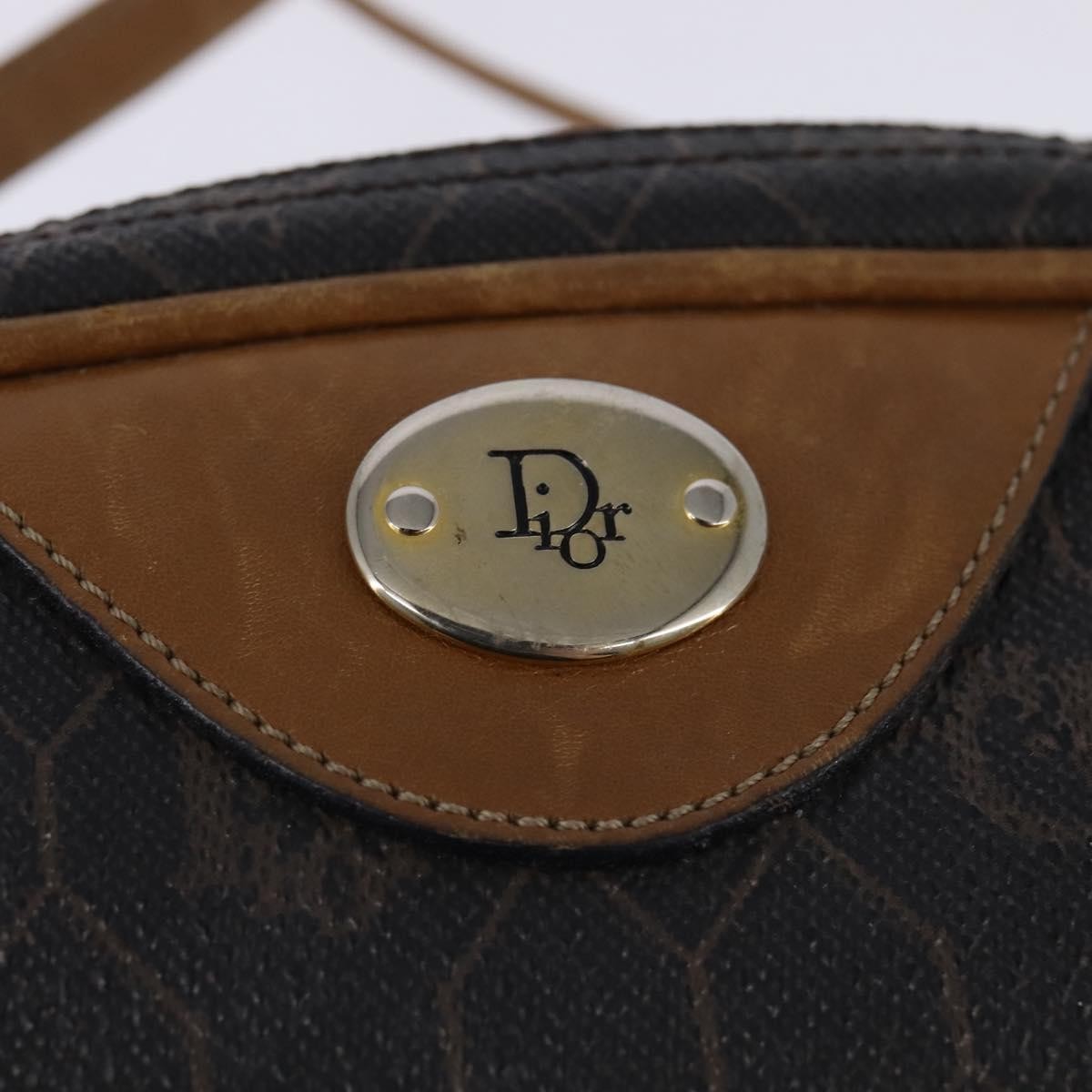 Christian Dior Vintage Honeycomb Shoulder Bag Canvas, BLACK, CANVAS, Shoulder bag