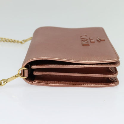 Prada Monochrome Chain Flap Bag Saffiano Leather, PINK, LEATHER, Shoulder bag