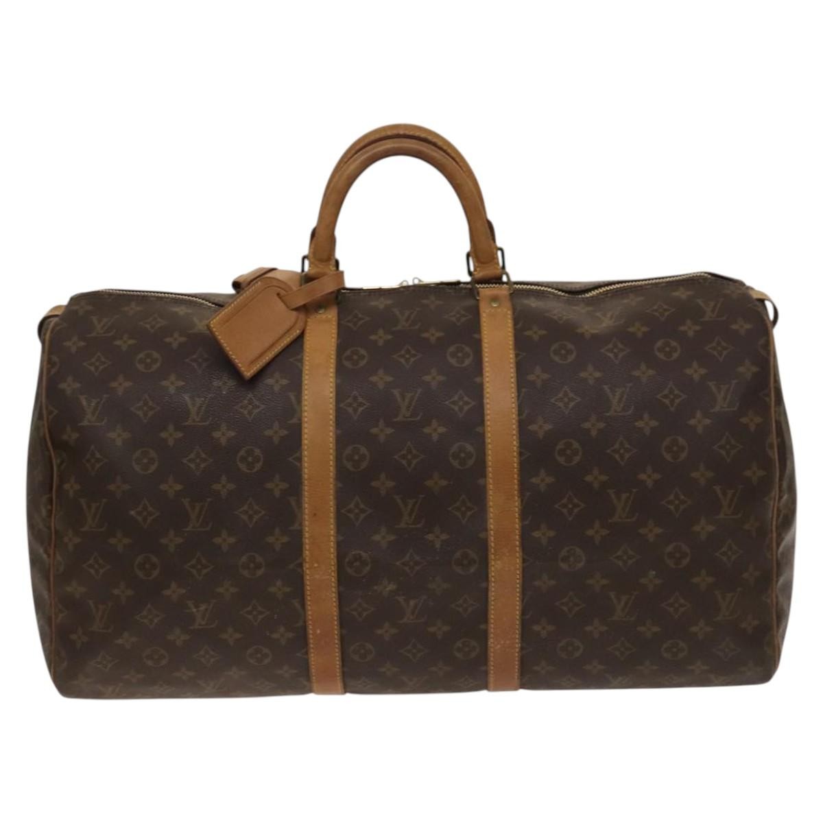 Louis Vuitton Keepall Bag Monogram Canvas, BROWN, CANVAS, Travel bag