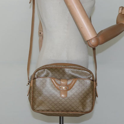 Celine Vintage Macadam Shoulder Bag Canvas and Leather, Beige, Canvas, Shoulder Bag