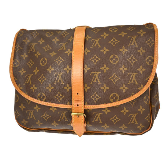 Louis Vuitton Saumur Handbag Monogram Canvas, BROWN, CANVAS, Shoulder bag