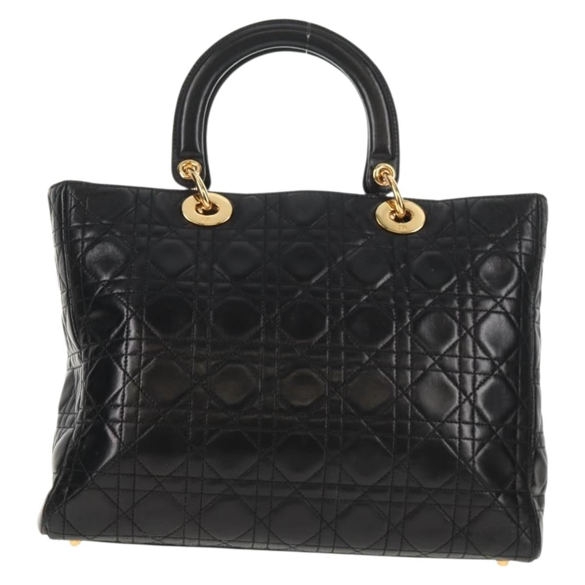 Christian Dior Vintage Lady Dior Bag Cannage Quilt Lambskin, BLACK, LEATHER, Handbag