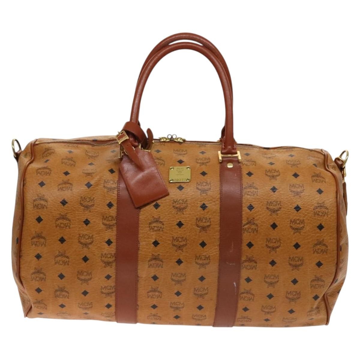MCM Visetos Handbag Canvas and Leather, BROWN, CANVAS, Travel bag