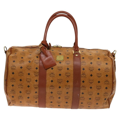 MCM Visetos Handbag Canvas and Leather, BROWN, CANVAS, Travel bag