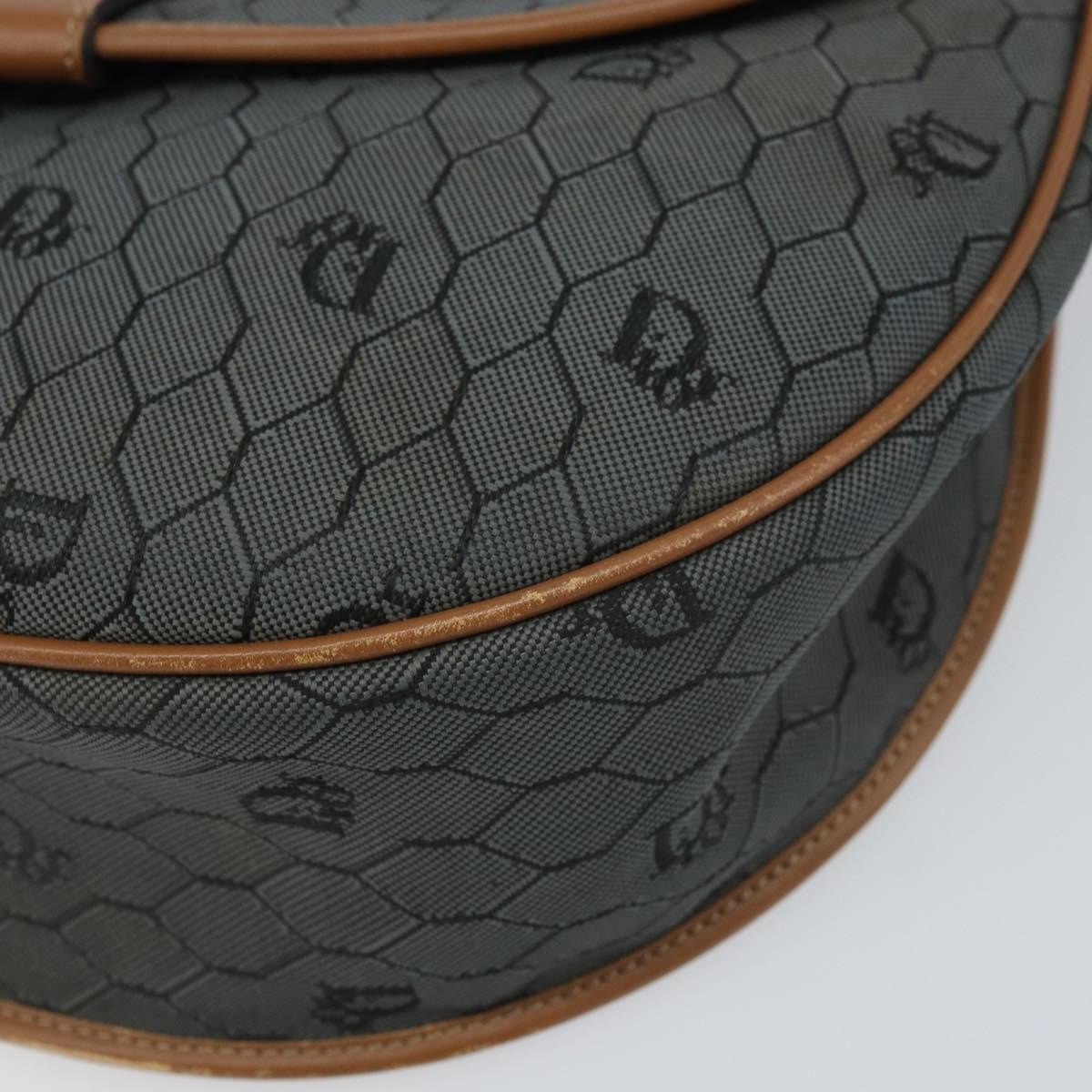 Christian Dior Vintage Honeycomb Flap Crossbody Bag Canvas and Leather, BLACK, CANVAS, Shoulder bag