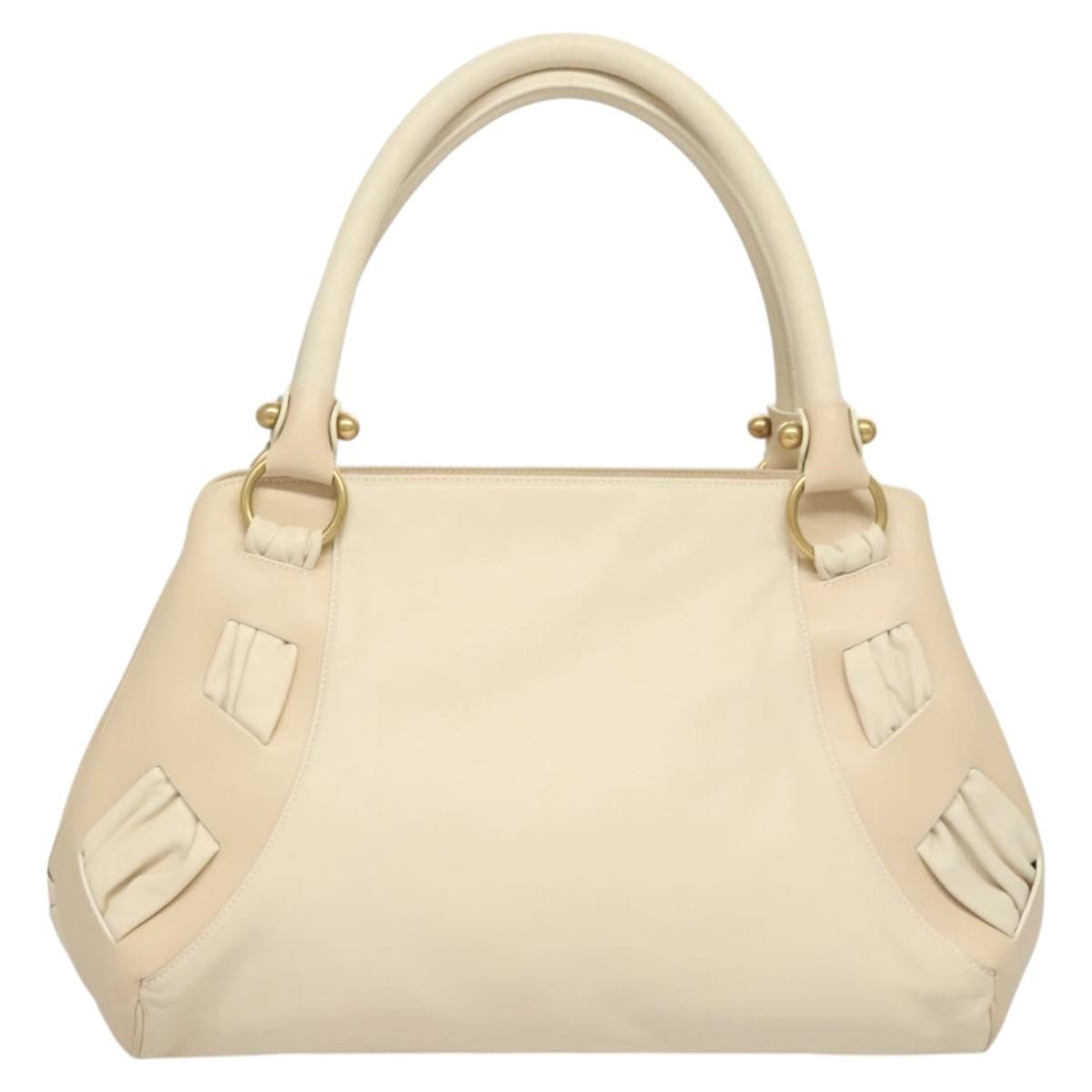 Salvatore Ferragamo Gancini Shoulder Bag Leather, BEIGE, LEATHER, Shoulder bag