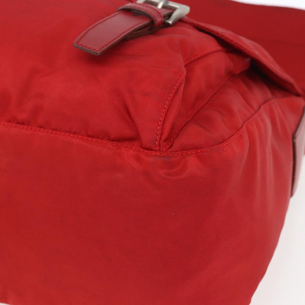 Prada Zip Buckle Messenger Bag Tessuto, Red, Nylon, Shoulder Bag