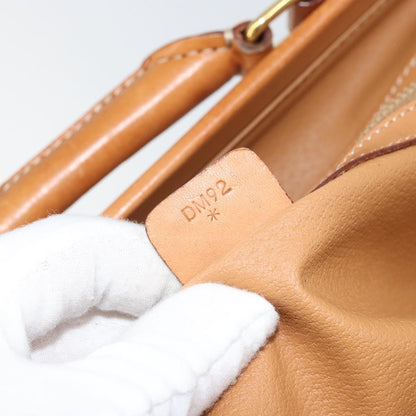 Celine Vintage Macadam Handbag Canvas and Leather, BEIGE, CANVAS, Handbag