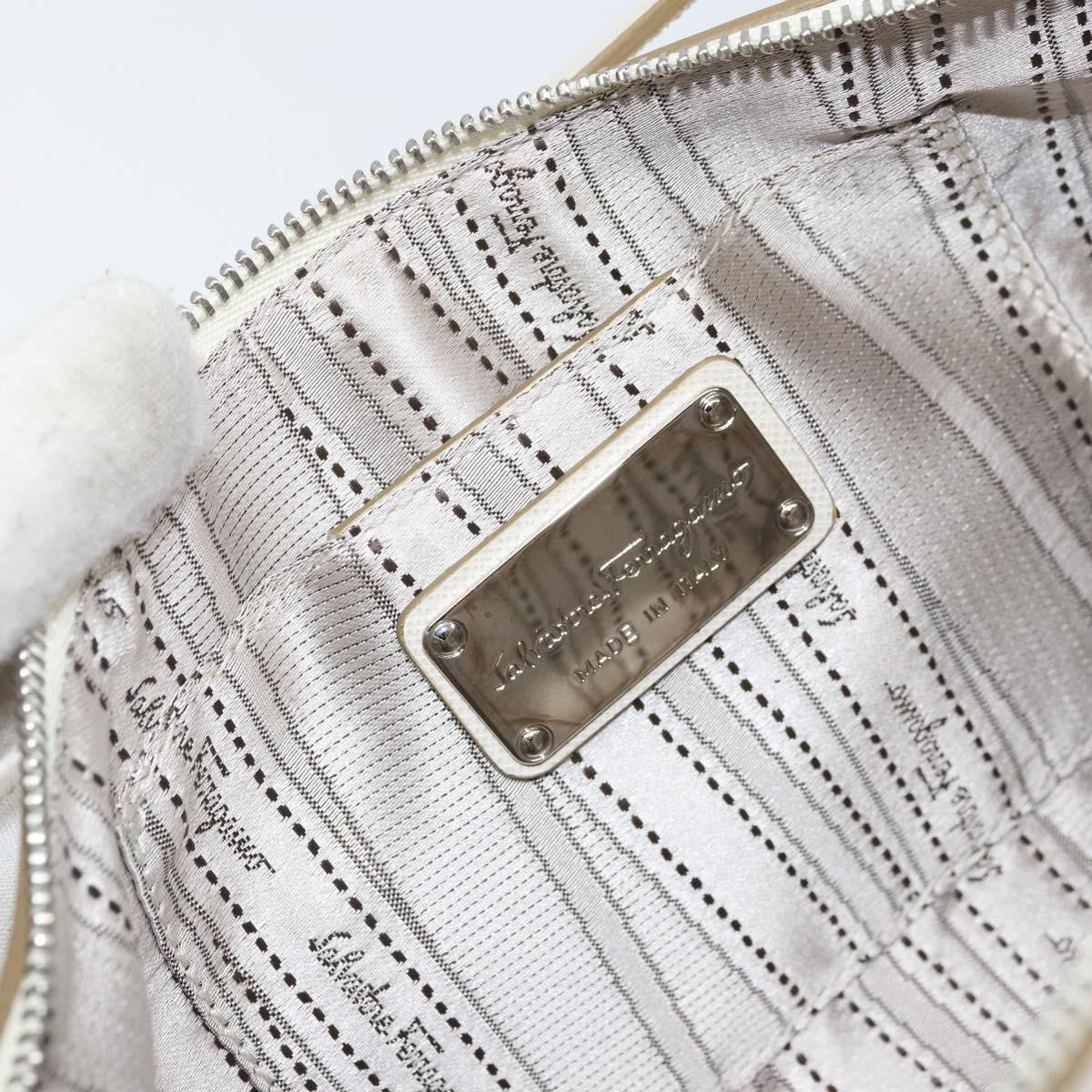 Salvatore Ferragamo Gancini Shoulder Bag Leather, WHITE, LEATHER, Shoulder bag