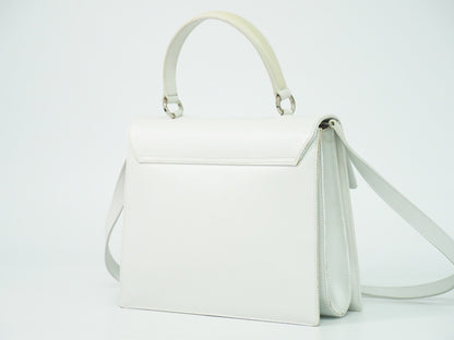 Salvatore Ferragamo Gancini handbag Leather, WHITE, LEATHER, Handbag