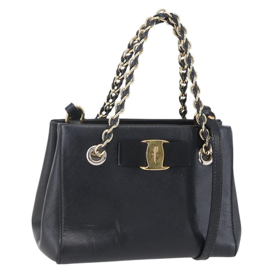 Salvatore Ferragamo Vala Shoulder Bag Leather, BLACK, LEATHER, Shoulder bag