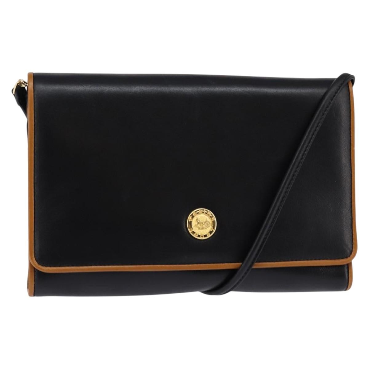 Celine Shoulder Bag Leather, BLACK, LEATHER, Shoulder bag