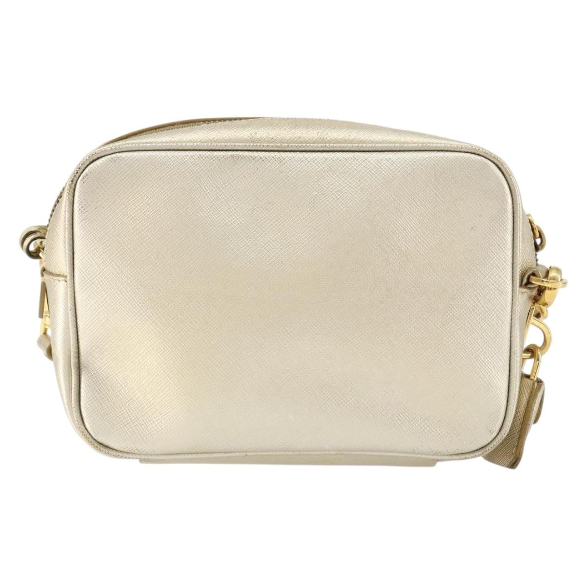 Prada Camera Shoulder Bag Saffiano Leather, GOLD, LEATHER, Shoulder bag