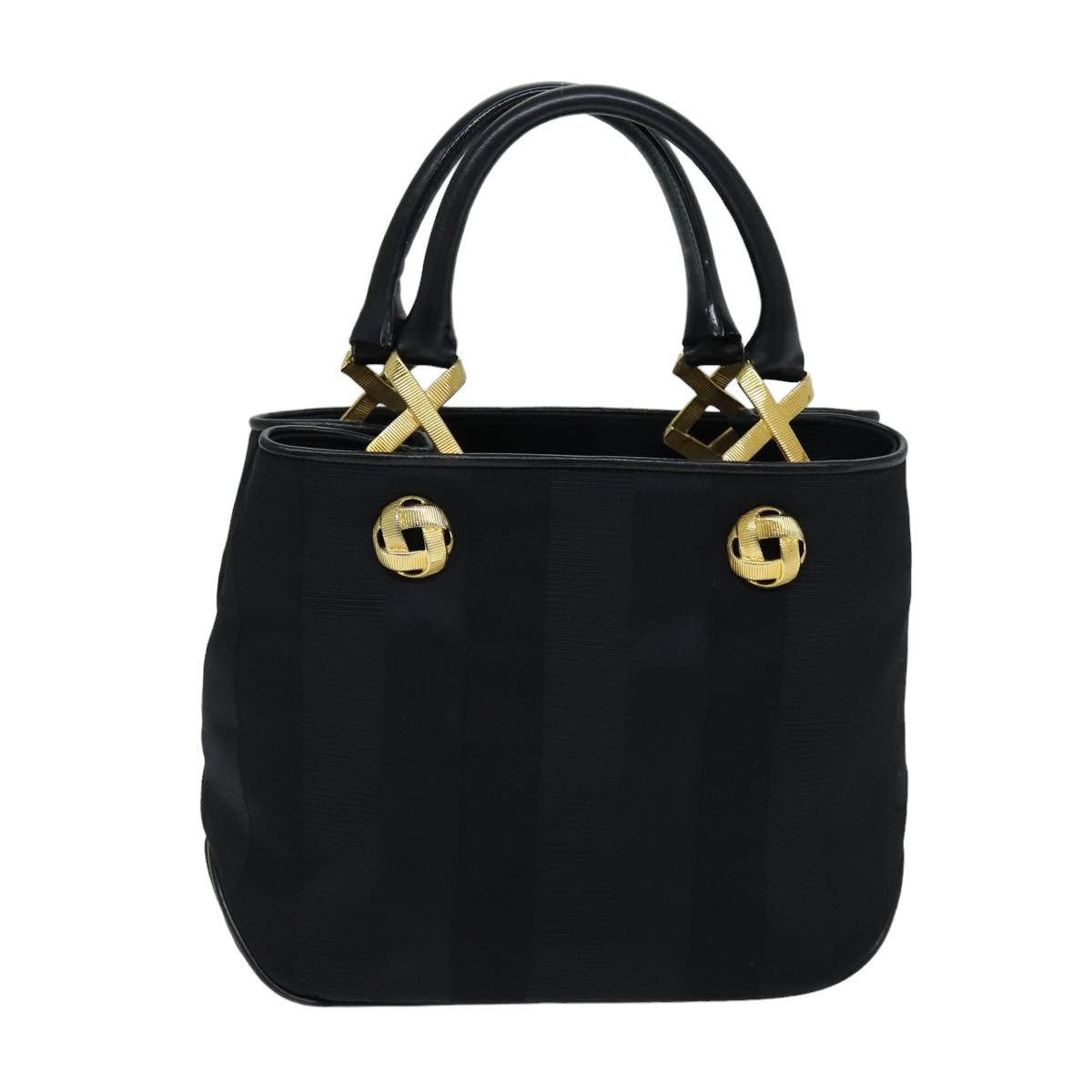 Salvatore Ferragamo Vintage Handbag Canvas, BLACK, CANVAS, Handbag