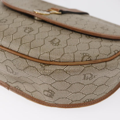 Christian Dior Vintage Honeycomb Shoulder Bag Canvas and Leather, BEIGE, CANVAS, Shoulder bag