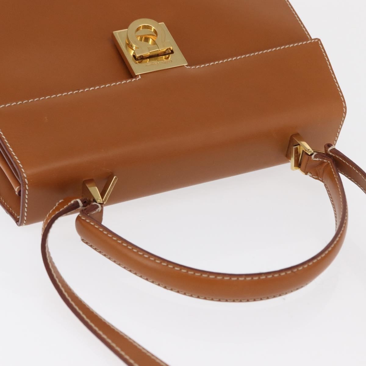 Salvatore Ferragamo Gancini handbag Leather, BROWN, LEATHER, Handbag