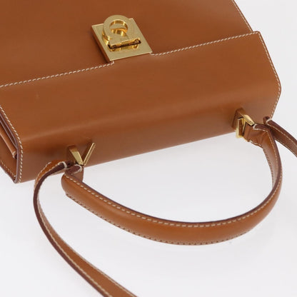 Salvatore Ferragamo Gancini handbag Leather, BROWN, LEATHER, Handbag