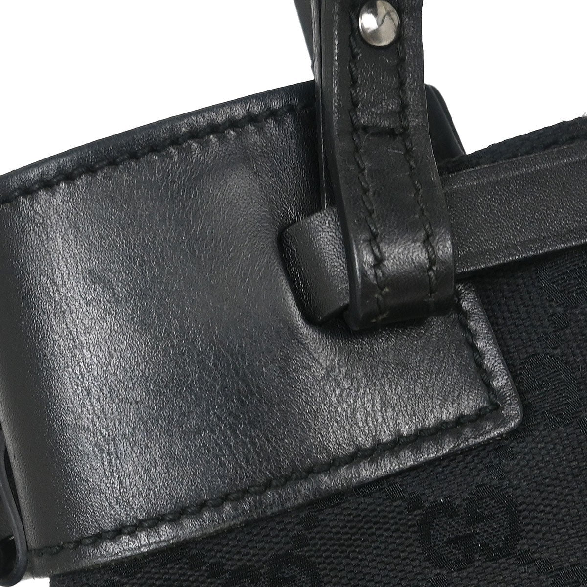 Gucci Belted Bucket Tote GG Canvas with Leather, Black, Canvas, Tote Bag