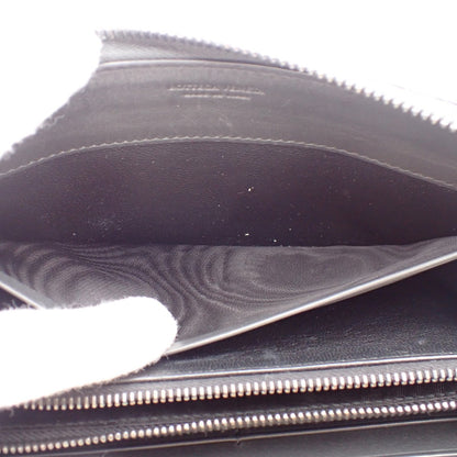 Bottega Veneta Intrecciato Long Zip  Wallet Leather, Black, Leather, Wallet