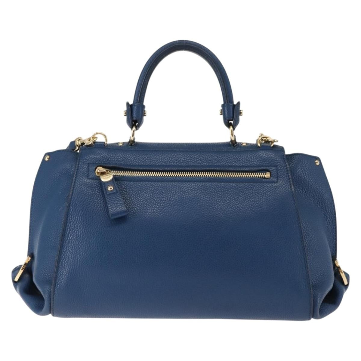 Salvatore Ferragamo Sofia Satchel Leather, BLUE, LEATHER, Handbag