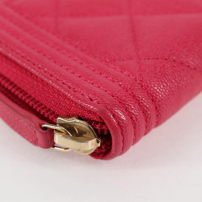 Chanel Compact Boy Wallet Caviar, PINK, LEATHER, Wallets