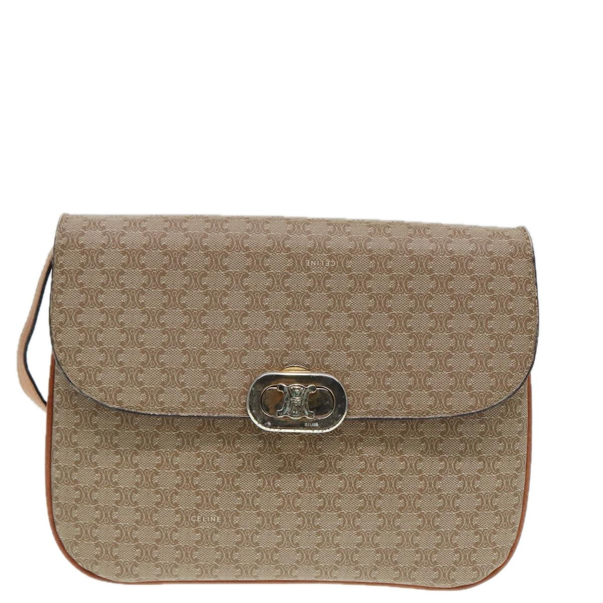 Celine Vintage Macadam Shoulder Bag Canvas, BEIGE, CANVAS, Shoulder bag