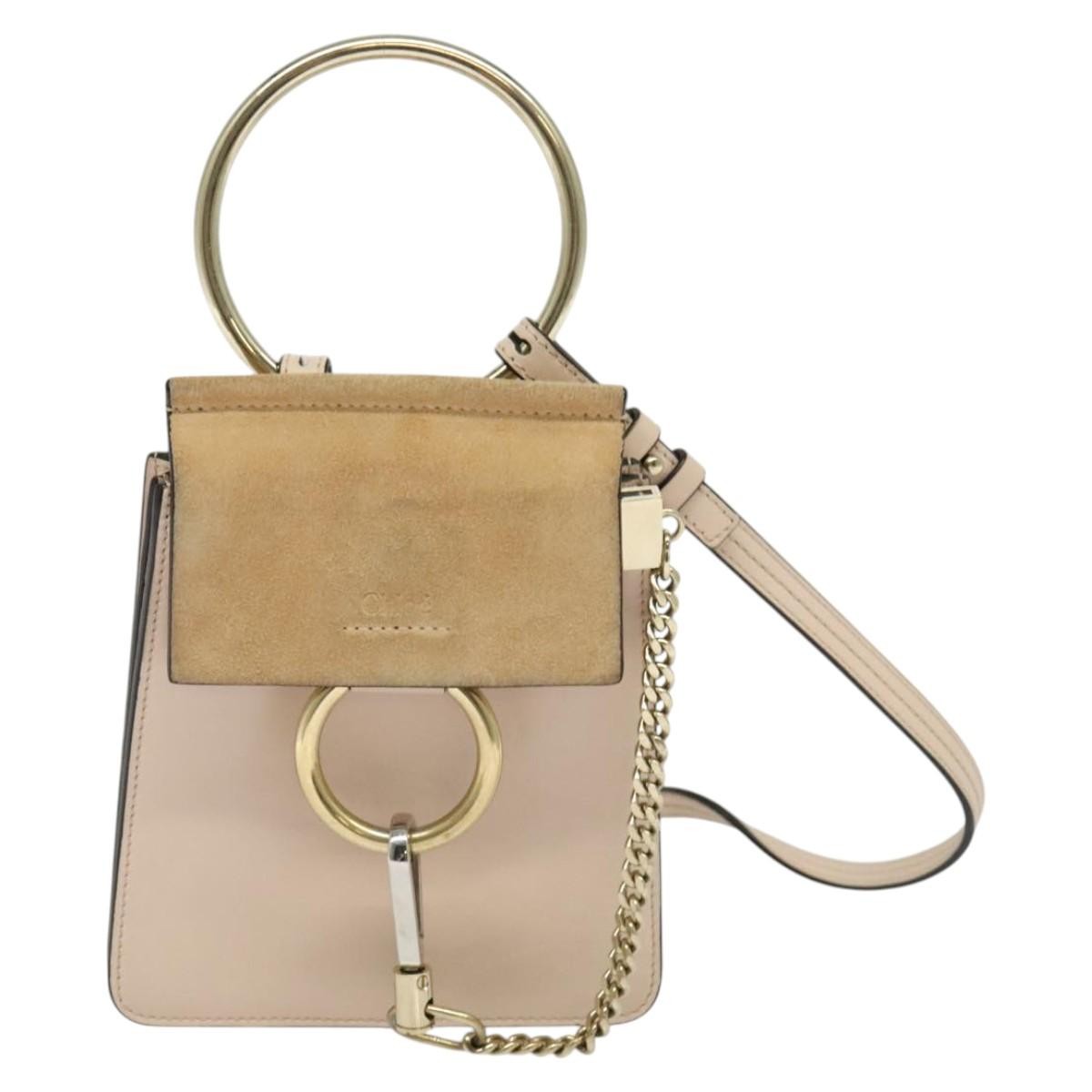 Chloe Faye Crossbody Leather and Suede, BEIGE, LEATHER, Shoulder bag