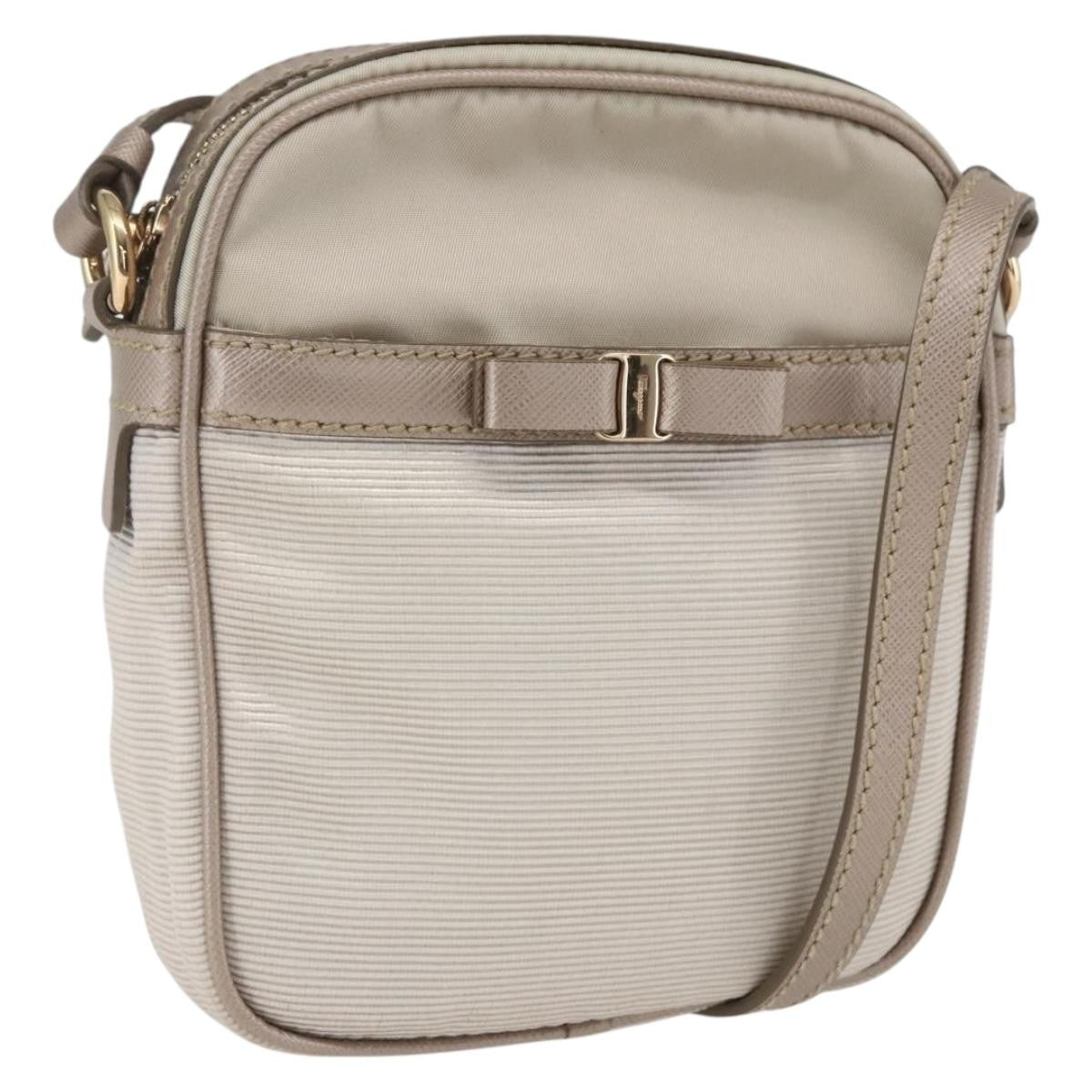 Salvatore Ferragamo Vala Shoulder Bag Nylon, BEIGE, NYLON, Shoulder bag