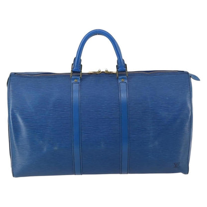 Louis Vuitton Keepall Bag Epi Leather, BLUE, LEATHER, Travel bag